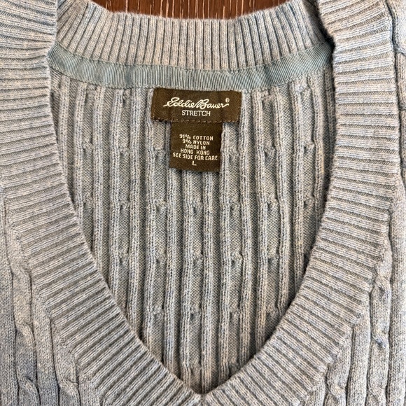 Eddie Bauer Women’s Cable Knit Sweater Vest V-neck Size Large - Picture 2 of 5
